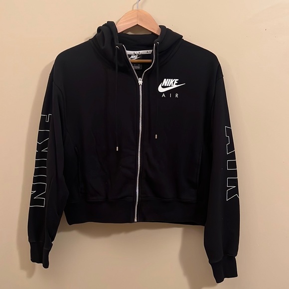 Nike Air Cropped Zippered Sweatshirt in Black - Picture 1 of 8